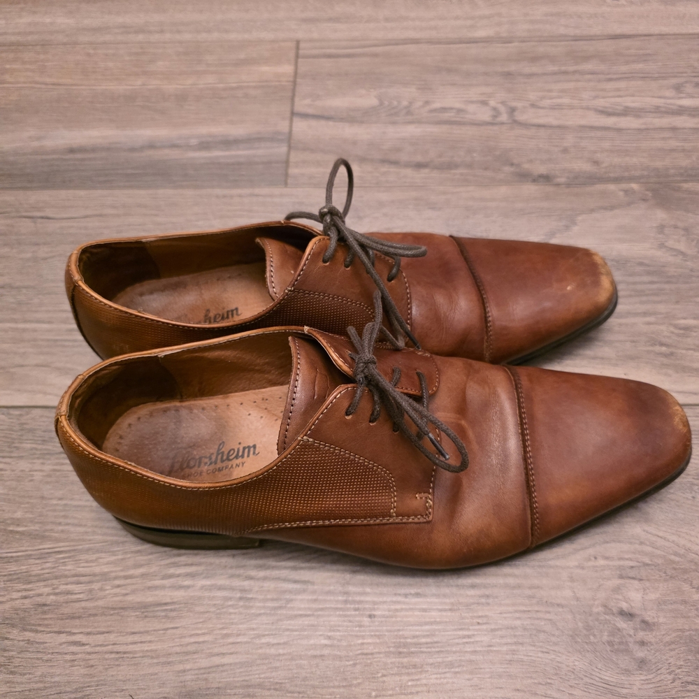 Florsheim Men's Postino Cap Toe Oxford Leather Shoes Cognac Brown US 9D